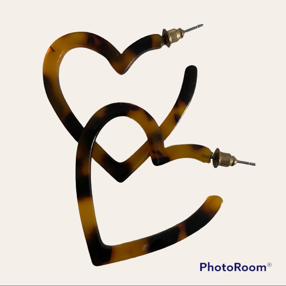 Free with Purchase Tortoise Shell Acrylic Heart Earrings
